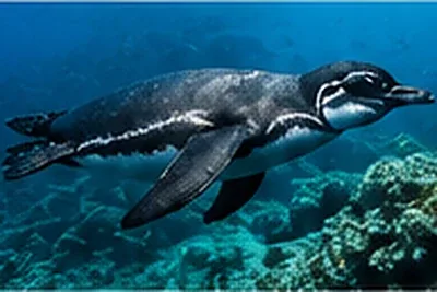 Galapagos penguin swimming underwater during a liveaboard dive