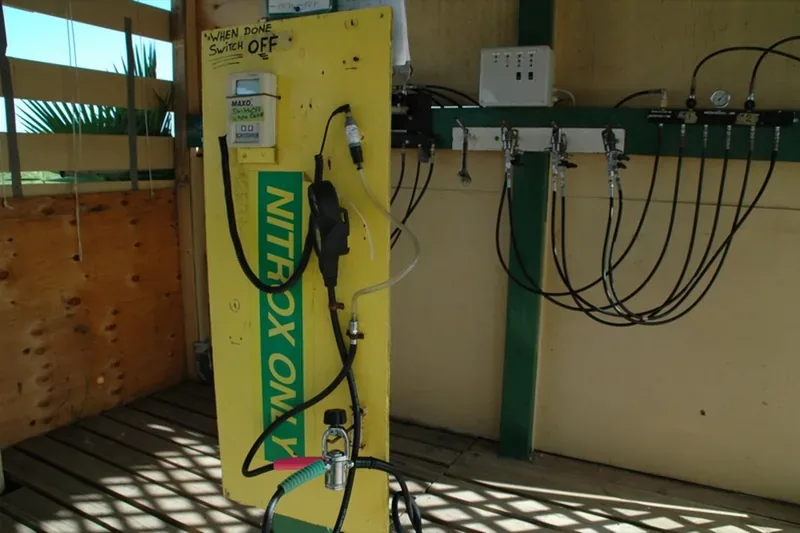 Nitrox analyzer station used to check oxygen percentage before enriched air diving