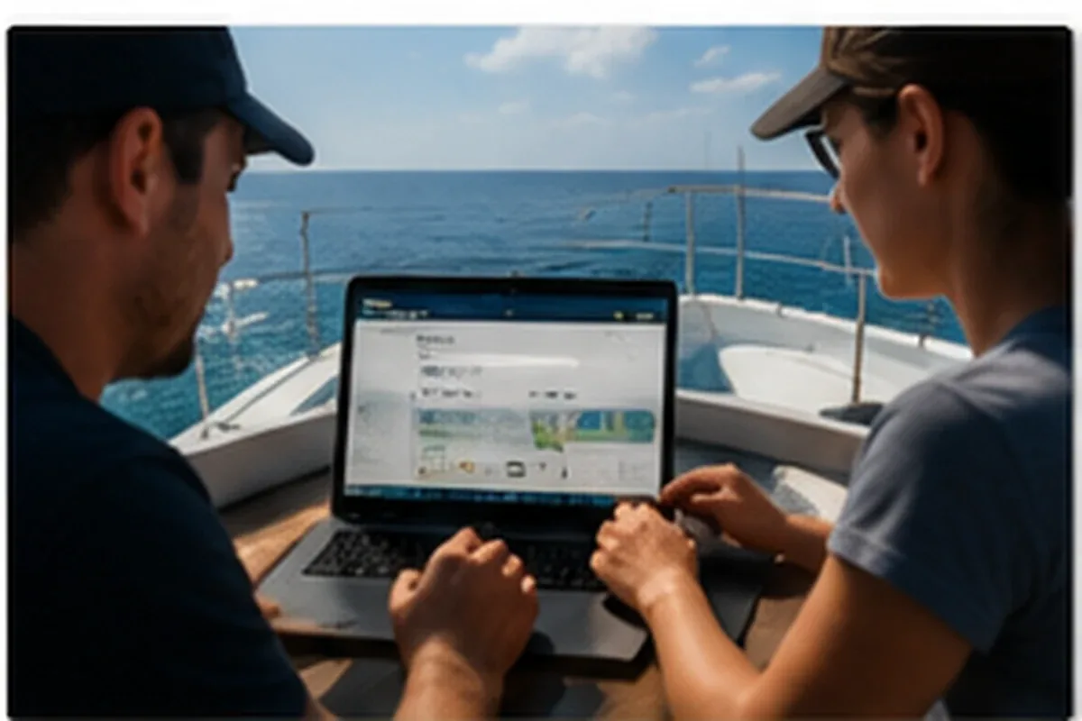 Divers preparing scuba equipment while planning a suitable liveaboard trip