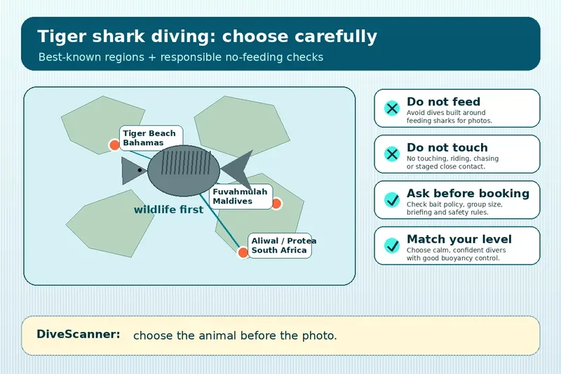 Guide to tiger shark diving destinations and responsible no-feeding rules